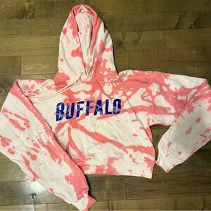 Buffalo Bills Red Tie Dye Cropped Hoodie